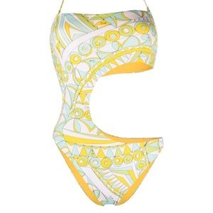 Stunning Emilio Pucci Bandierine-print cut-out swimsuit